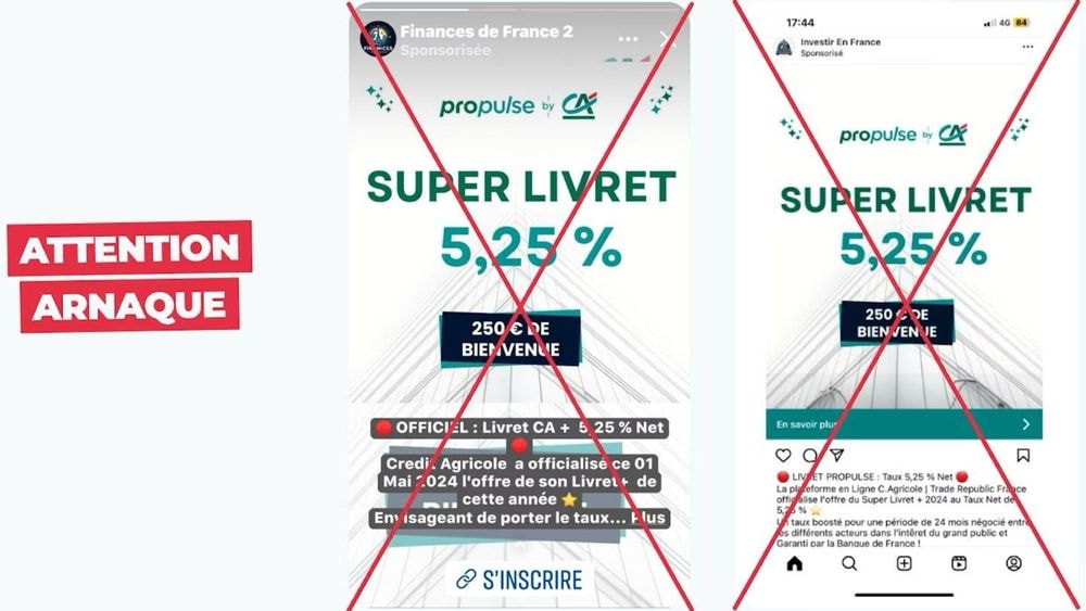 Compte pro : un super livret d'épargne Crédit Agricole à 5,25% ? Méfiez-vous de cette arnaque