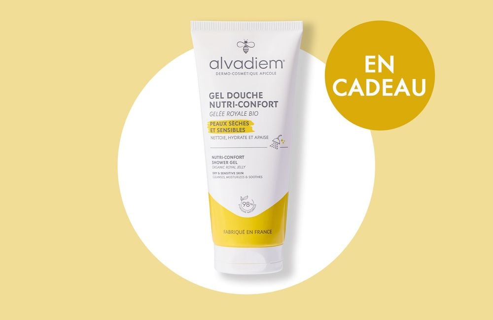 En cadeau avec votre magazine ELLE : un gel douche nourrissant Alvadiem