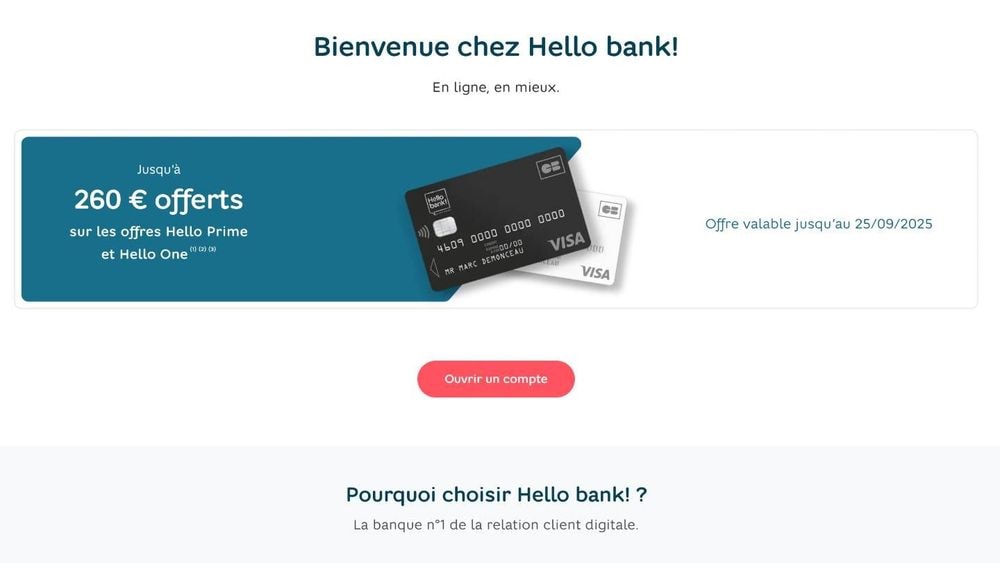 Hello bank ! : jusqu'à 260 euros offerts et un compte bancaire à prix cassé