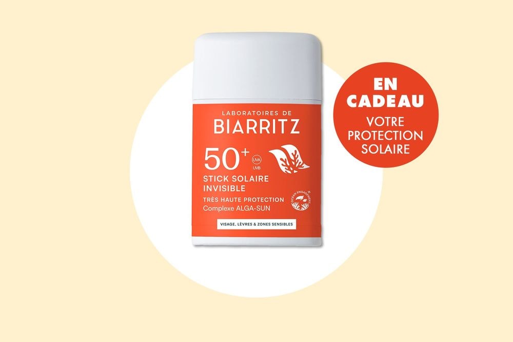 En cadeau avec votre magazine ELLE : un stick solaire Laboratoires de Biarritz