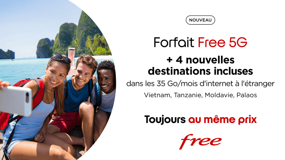 Free ajoute 4 destinations à son Forfait Free 5G sans surcoût : voyagez dans 117 destinations incluses