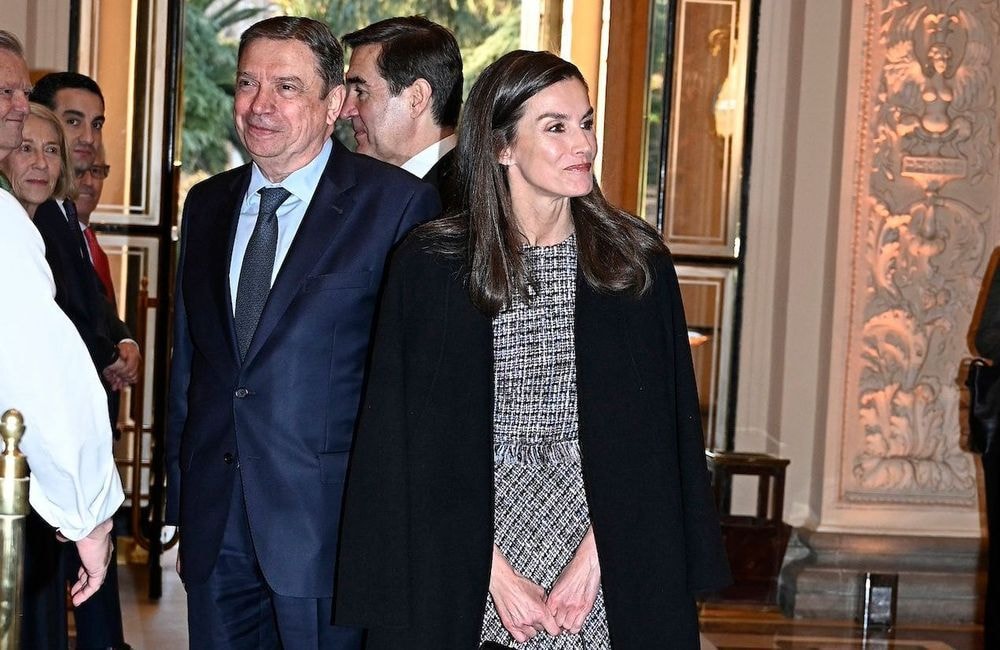 La reine Letizia fait sensation en recyclant sa robe en tweed