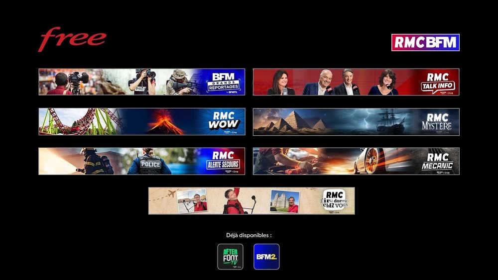 Free accueille 7 nouvelles chaînes RMC BFM dans ses offres Freebox